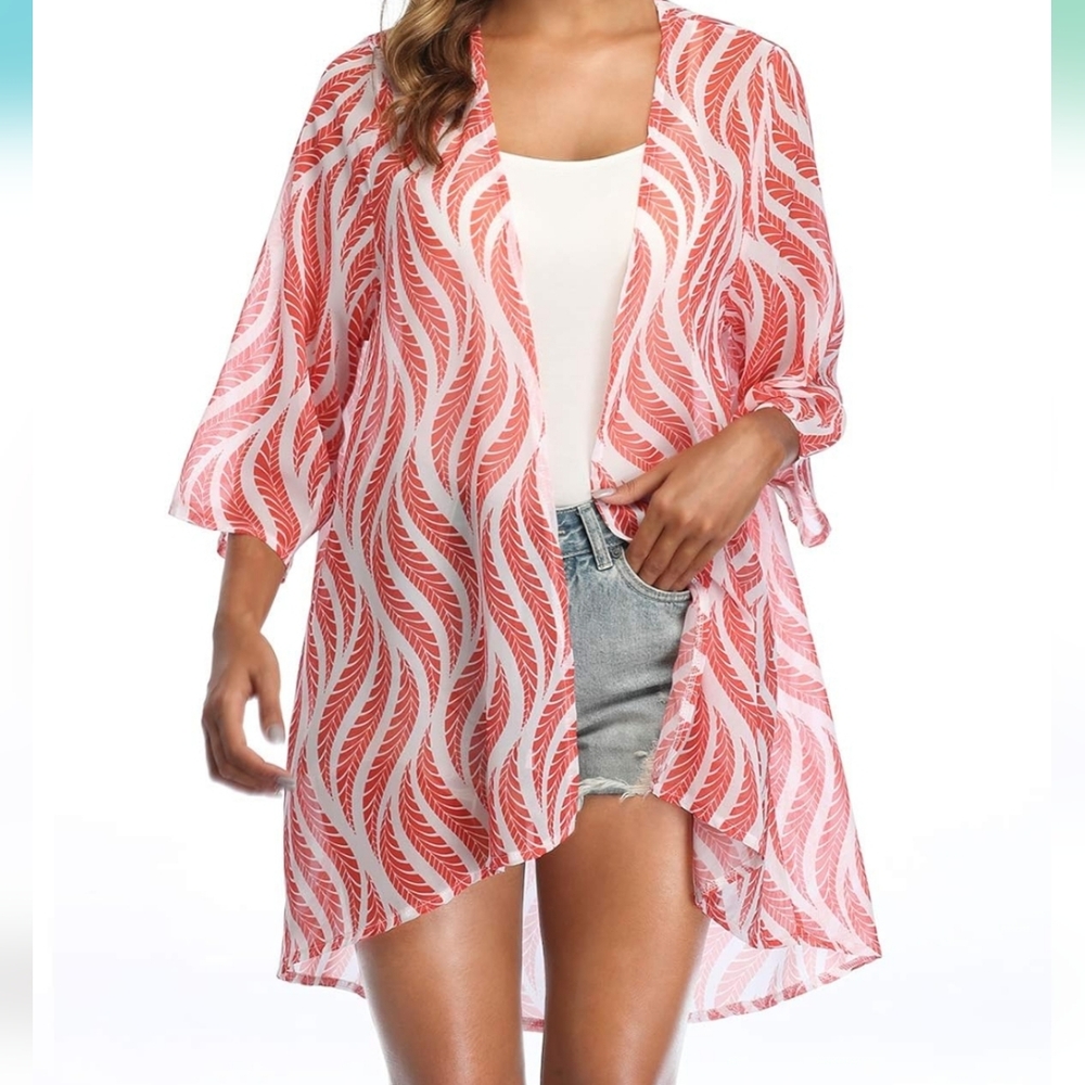 EUC Holipick Women Floral Printed Sheer Kimono